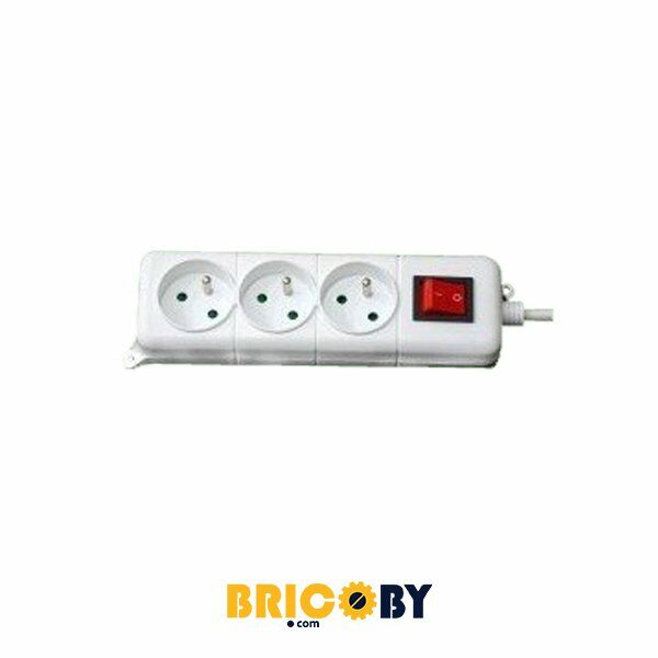Bricoby.com - BLOC MULTIPRISE 3 PRISES 2P+T AVEC INTERRUPTEUR 1.40M SIMEF
