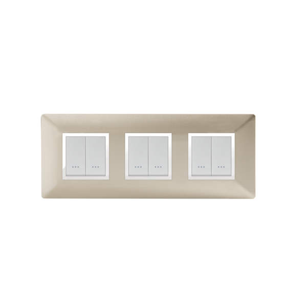 Bricoby.com - PLAQUE CARRÉE 6MODULES (2+2+2) CHAMPAGNE ALPHA - BRICOBY Meilleur Prix Tunisie