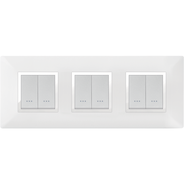 Bricoby.com - PLAQUE CARRÉE 6MODULES (2+2+2) BLANC/CHROMÉ ALPHA - BRICOBY Meilleur Prix Tunisie