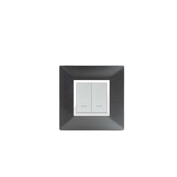 Bricoby.com - PLAQUE CARRÉE 2MODULES NOIR MÉTALLISÉ ALPHA - BRICOBY Meilleur Prix Tunisie