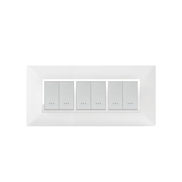 Bricoby.com - PLAQUE RECTANGULAIRE 6MODULES BLANC/CHROMÉ ALPHA - BRICOBY Meilleur Prix Tunisie