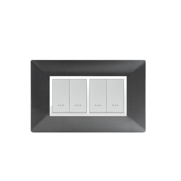 Bricoby.com - PLAQUE RECTANGULAIRE 4MODULES NOIR MÉTALLISÉ ALPHA - BRICOBY Meilleur Prix Tunisie