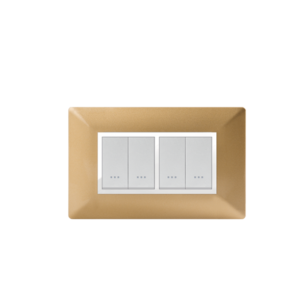 Bricoby.com - PLAQUE RECTANGULAIRE 4 MODULES DORÉ ALPHA - BRICOBY Meilleur Prix Tunisie