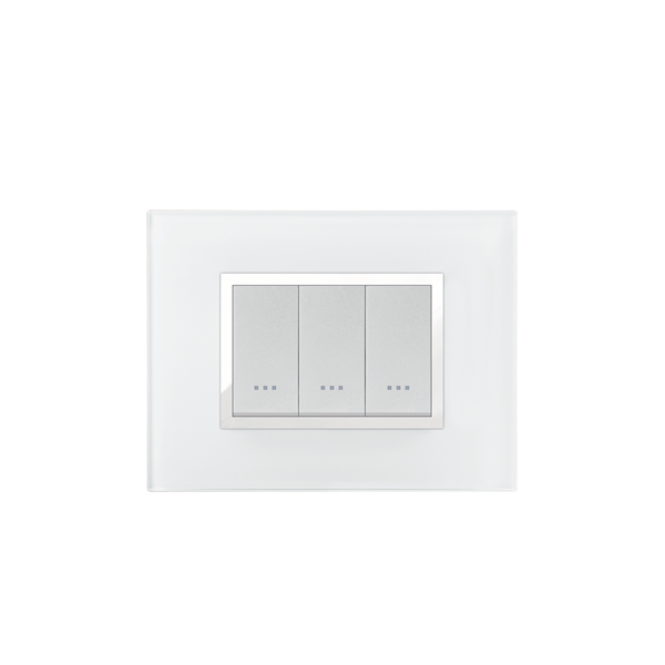 Bricoby.com - PLAQUE RECTANGULAIRE 3 MODULES VERRE BLANC ALPHA - BRICOBY Meilleur Prix Tunisie