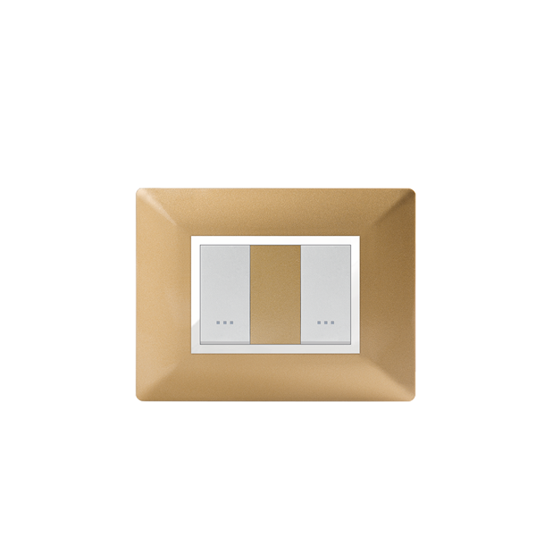 Bricoby.com - PLAQUE RECTANGULAIRE 2 MODULES DORÉ ALPHA - BRICOBY Meilleur Prix Tunisie