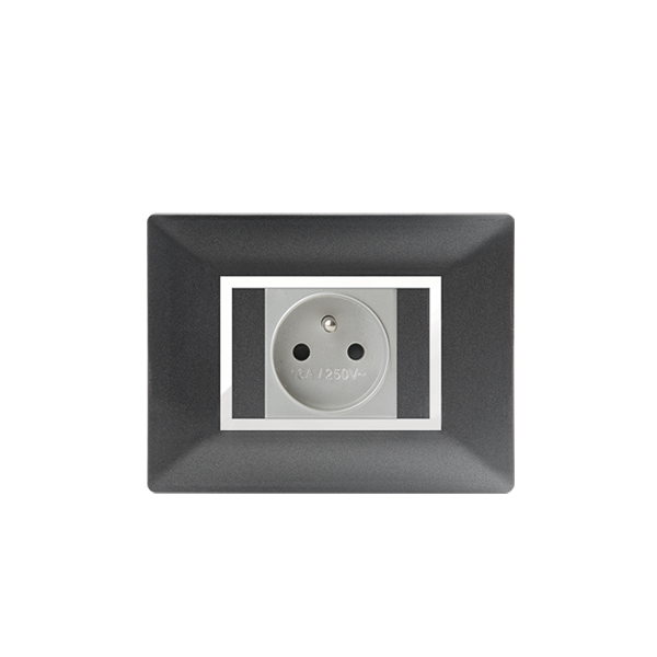 Bricoby.com - PLAQUE RECTANGULAIRE POUR PRISE NOIR MÉTALLISÉ ALPHA - BRICOBY Meilleur Prix Tunisie