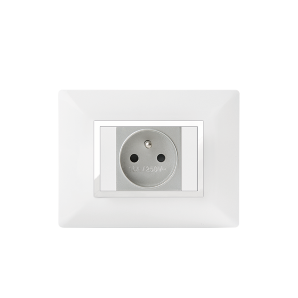 Bricoby.com - PLAQUE RECTANGULAIRE POUR PRISE BLANC/CHROMÉ ALPHA - BRICOBY Meilleur Prix Tunisie