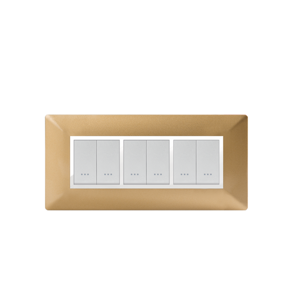 Bricoby.com - PLAQUE RECTANGULAIRE 6 MODULES DORÉ ALPHA - BRICOBY Meilleur Prix Tunisie