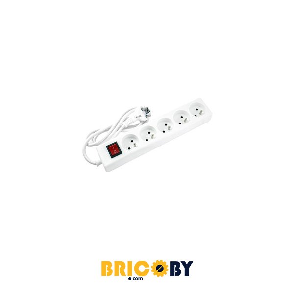 Bricoby.com - BLOC MULTIPRISE 5 PRISES 2P+T AVEC INTERRUPTEUR 3M STIEL - Tunisie