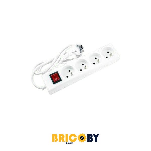Bricoby.com - BLOC MULTIPRISE 4 PRISES 2P+T AVEC INTERRUPTEUR STIEL - Tunisie