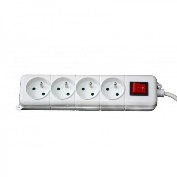 Bricoby.com - BLOC MULTIPRISE 4 PRISES 2P+T AVEC INTERRUPTEUR 1.40M SIMEF - BRICOBY Meilleur Prix Tunisie