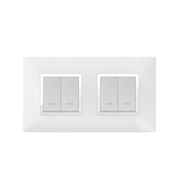 Bricoby.com - PLAQUE CARRÉE 4MODULES (2+2) BLANC/CHROMÉ ALPHA - BRICOBY Meilleur Prix Tunisie