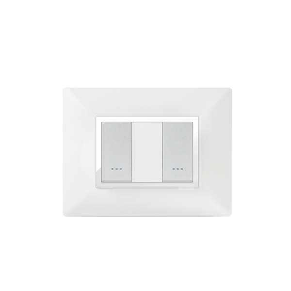 Bricoby.com - PLAQUE RECTANGULAIRE 2MODULES BLANC/CHROMÉ ALPHA - BRICOBY Meilleur Prix Tunisie