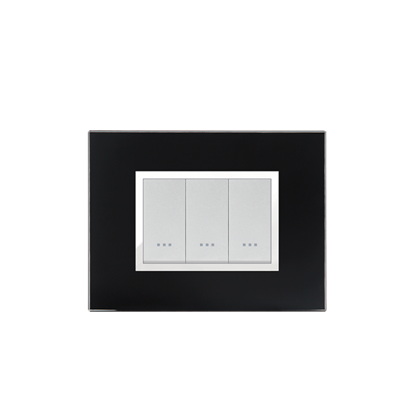 Bricoby.com - PLAQUE PRESTIGE EN VERRE NOIR 3MODULES ALPHA - BRICOBY Meilleur Prix Tunisie