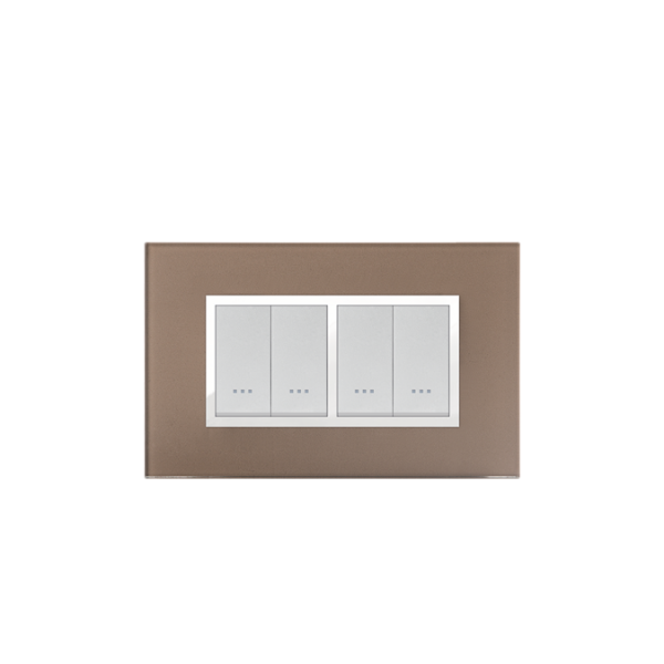 Bricoby.com - PLAQUE PRESTIGE EN VERRE BRONZE 4MODULES ALPHA - BRICOBY Meilleur Prix Tunisie