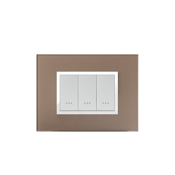 Bricoby.com - PLAQUE PRESTIGE EN VERRE BRONZE 3MODULES ALPHA - BRICOBY Meilleur Prix Tunisie