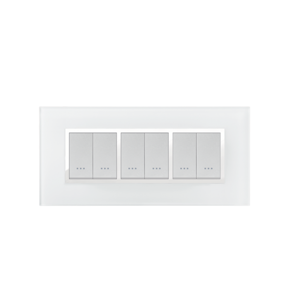 Bricoby.com - PLAQUE PRESTIGE EN VERRE BLANC 6MODULES ALPHA - BRICOBY Meilleur Prix Tunisie