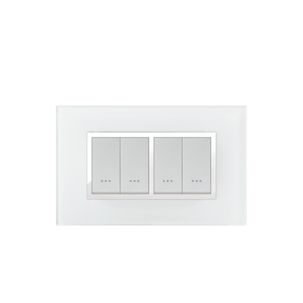 Bricoby.com - PLAQUE PRESTIGE EN VERRE BLANC 4MODULES ALPHA - BRICOBY Meilleur Prix Tunisie