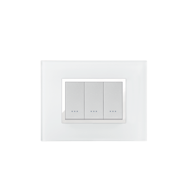 Bricoby.com - PLAQUE PRESTIGE EN VERRE BLANC 3MODULES ALPHA - BRICOBY Meilleur Prix Tunisie