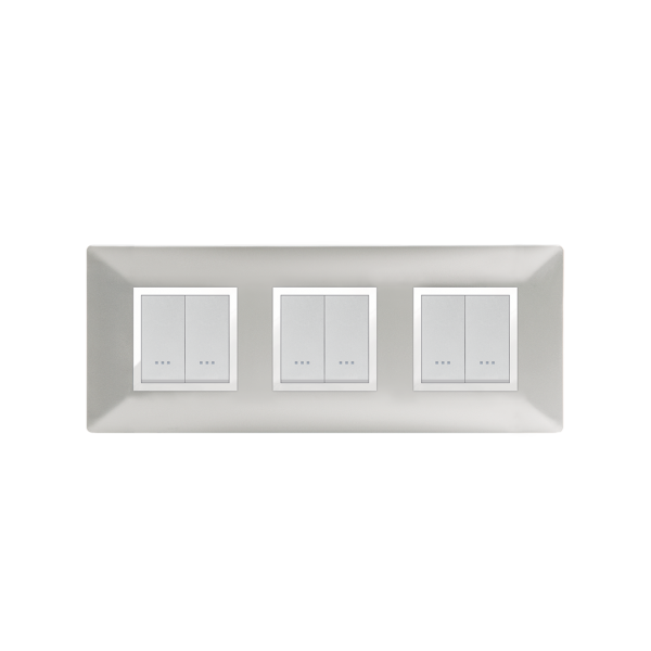 Bricoby.com - PLAQUE CARRÉE 6 MODULES (2+2+2) SILVER ALPHA - BRICOBY Meilleur Prix Tunisie