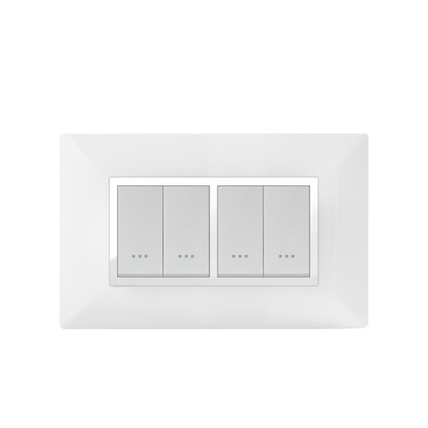 Bricoby.com - PLAQUE RECTANGULAIRE 4 MODULES BLANC/CHROMÉ ALPHA - BRICOBY Meilleur Prix Tunisie