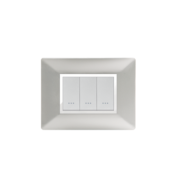 Bricoby.com - PLAQUE RECTANGULAIRE 3 MODULES SILVER ALPHA - BRICOBY Meilleur Prix Tunisie