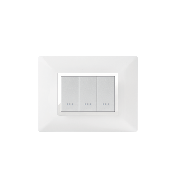 Bricoby.com - PLAQUE RECTANGULAIRE 3MODULES BLANC CHROMÉ ALPHA - BRICOBY Meilleur Prix Tunisie