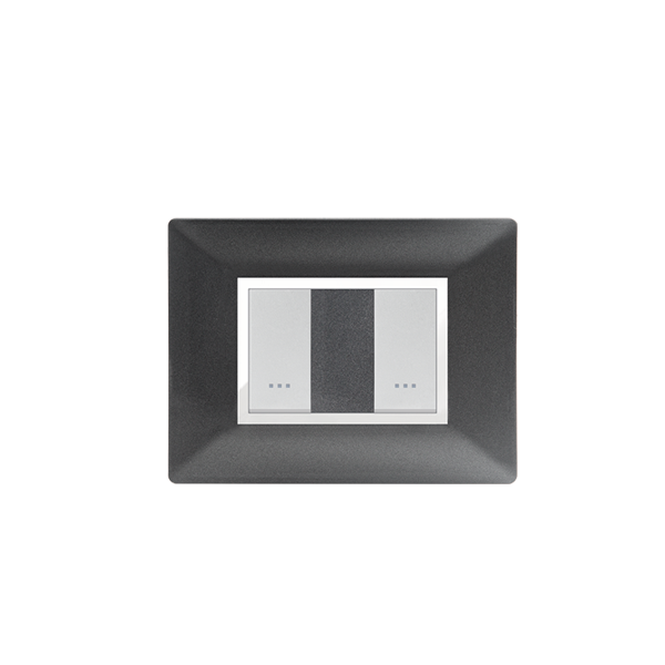 Bricoby.com - PLAQUE RECTANGULAIRE 2 MODULES NOIR MÉTALLISÉ ALPHA - BRICOBY Meilleur Prix Tunisie