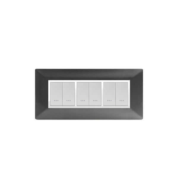 Bricoby.com - PLAQUE RECTANGULAIRE 6 MODULES NOIR MÉTALLISÉ ALPHA - BRICOBY Meilleur Prix Tunisie