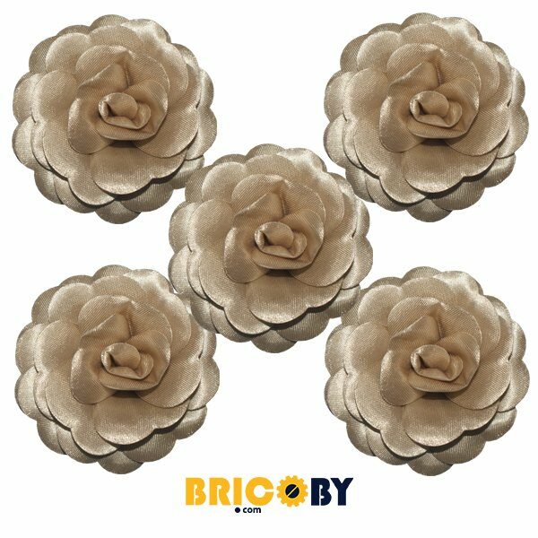 FLEURS TISSU MARRON 7cm