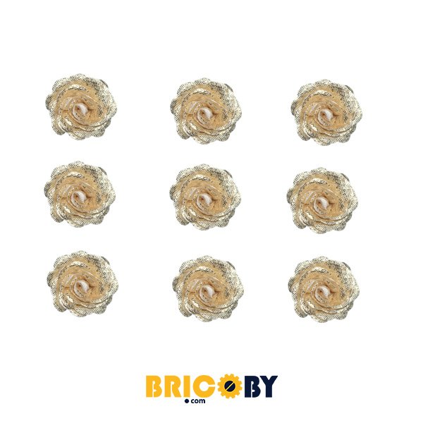 FLEURS TISSU BEIGE BRILLANT PM 3cm